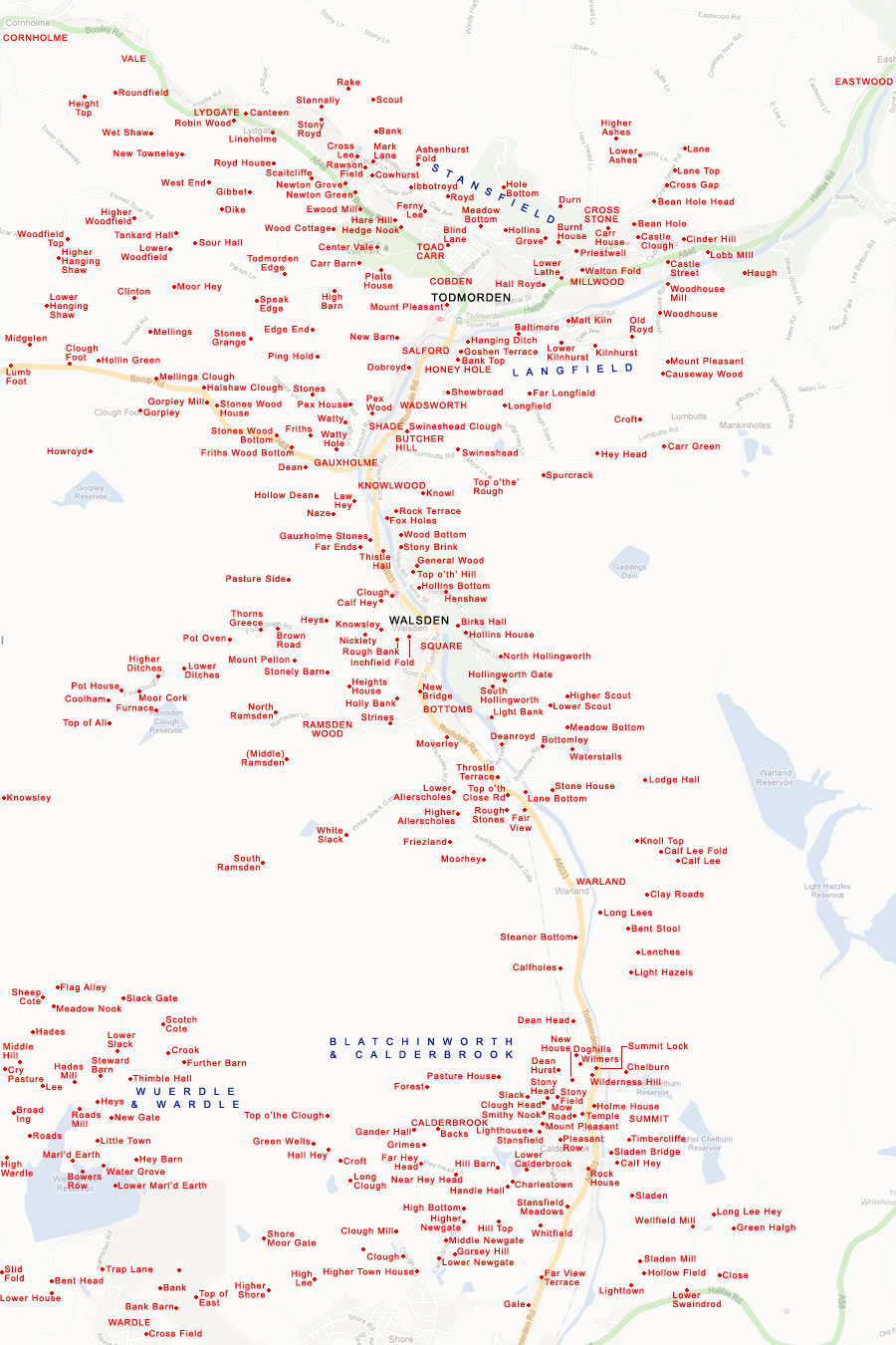 Map of Todmorden and Walsden